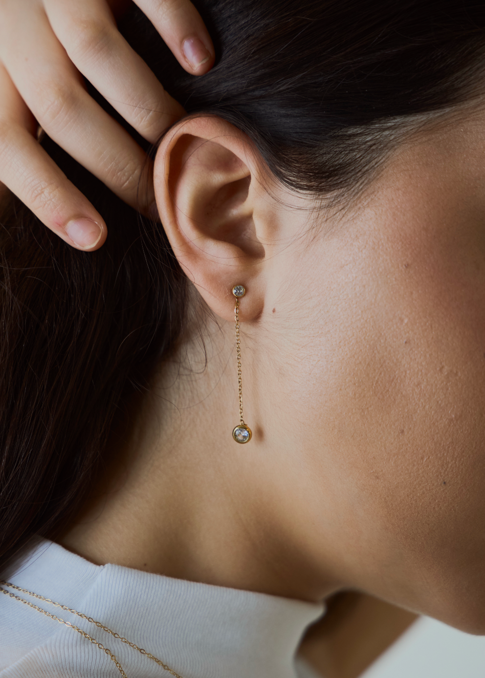 Double cubic zirconia drop earrings
